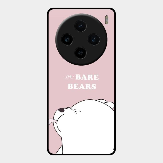 We Bare Bears Pink Glossy Metal Case Cover For Vivo X100 5G