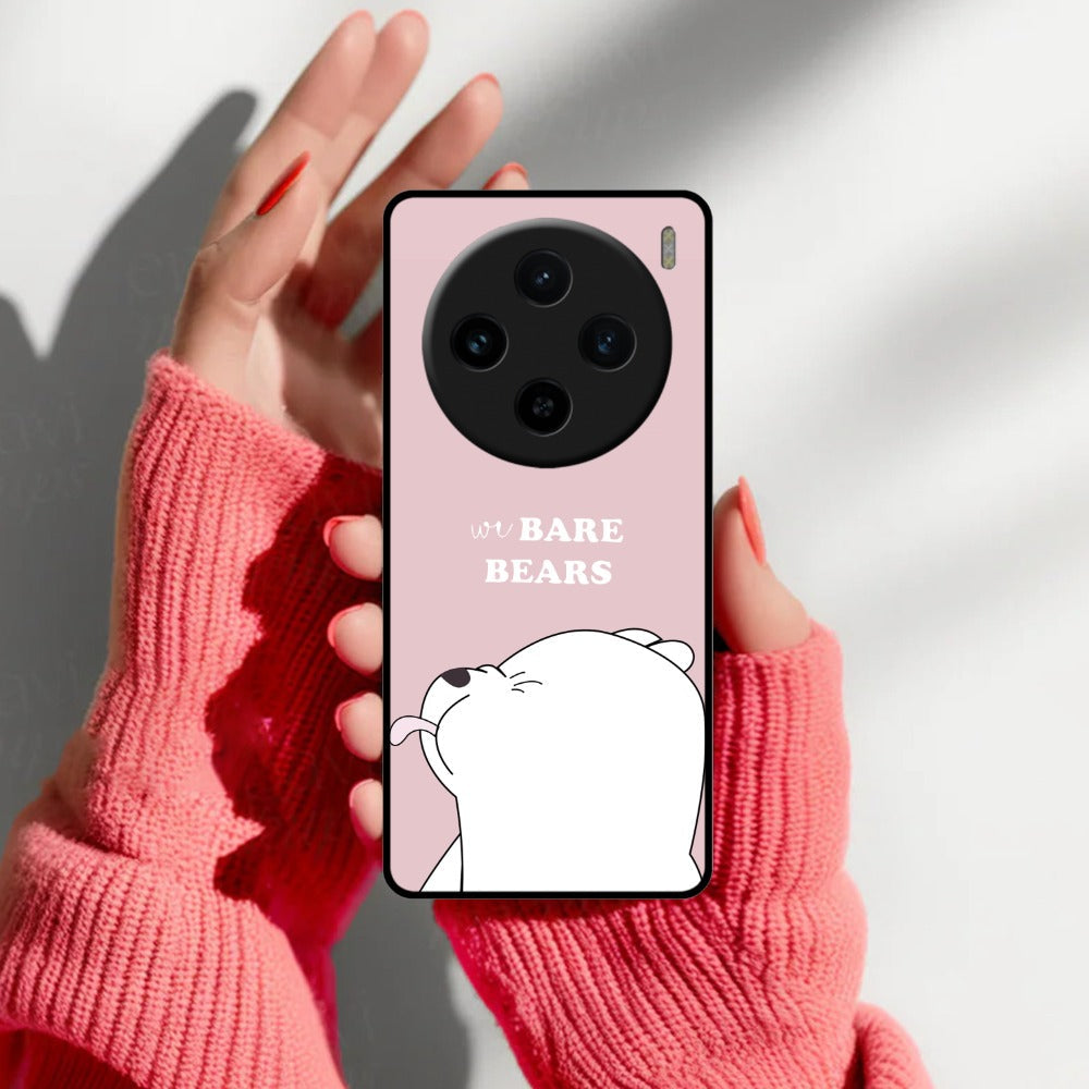We Bare Bears Pink Glossy Metal Case Cover For Vivo