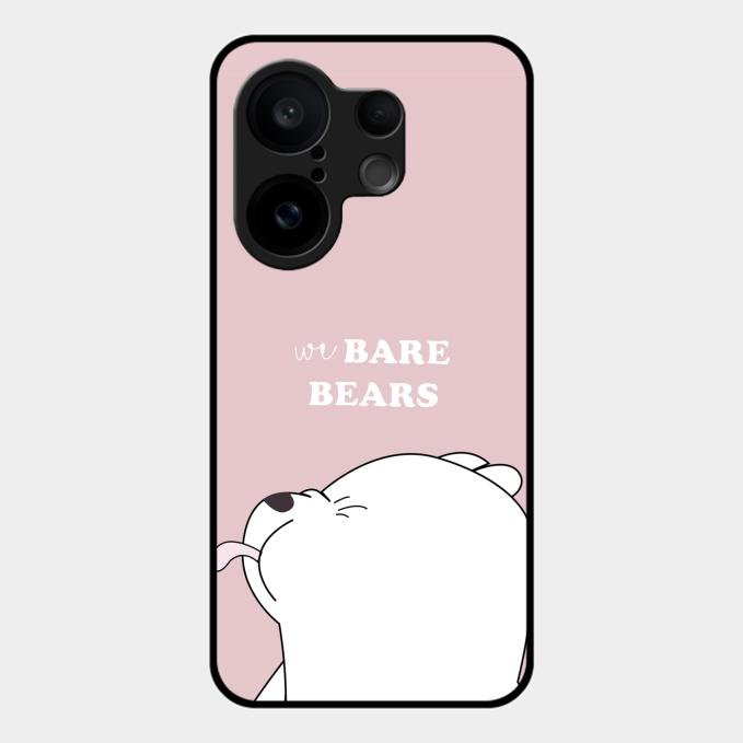 We Bare Bears Pink Glossy Metal Case Cover For Vivo X200 Fe 5G
