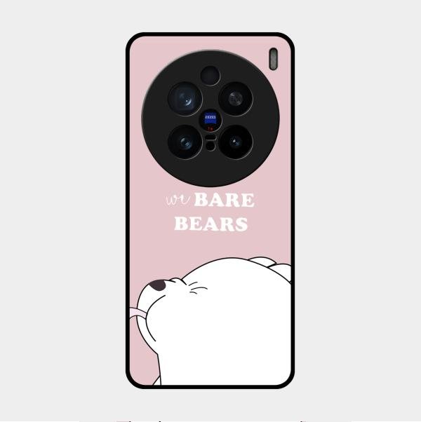 We Bare Bears Pink Glossy Metal Case Cover For Vivo X200 Pro 5G