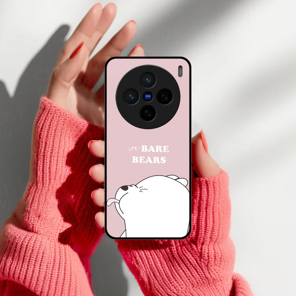 We Bare Bears Pink Glossy Metal Case Cover For Vivo