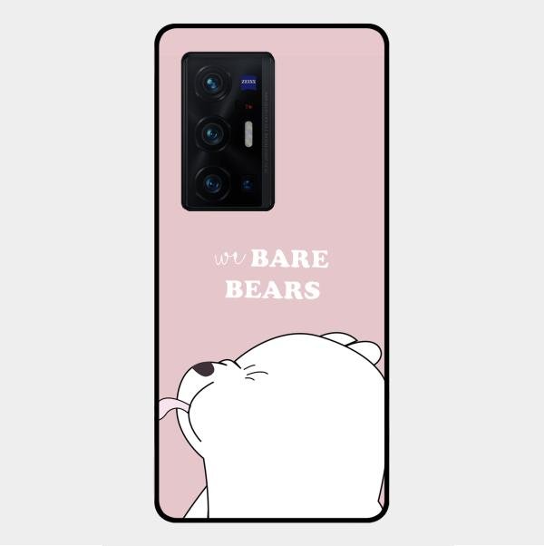 We Bare Bears Pink Glossy Metal Case Cover For Vivo X70 Pro Plus 5G