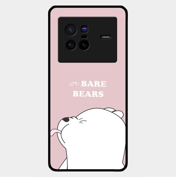 We Bare Bears Pink Glossy Metal Case Cover For Vivo X80 5G