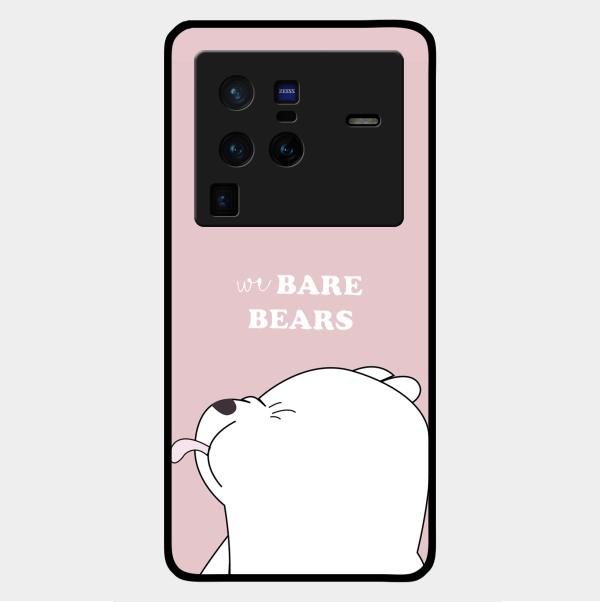 We Bare Bears Pink Glossy Metal Case Cover For Vivo X80 Pro 5G
