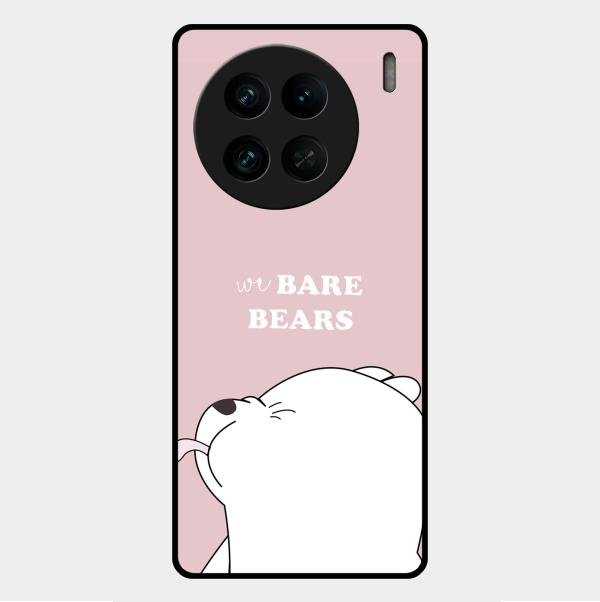 We Bare Bears Pink Glossy Metal Case Cover For Vivo X90 Pro 5G