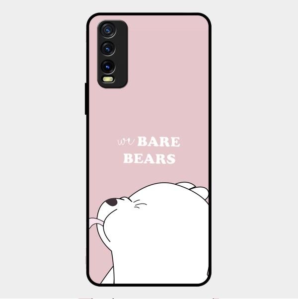 We Bare Bears Pink Glossy Metal Case Cover For Vivo Y12G