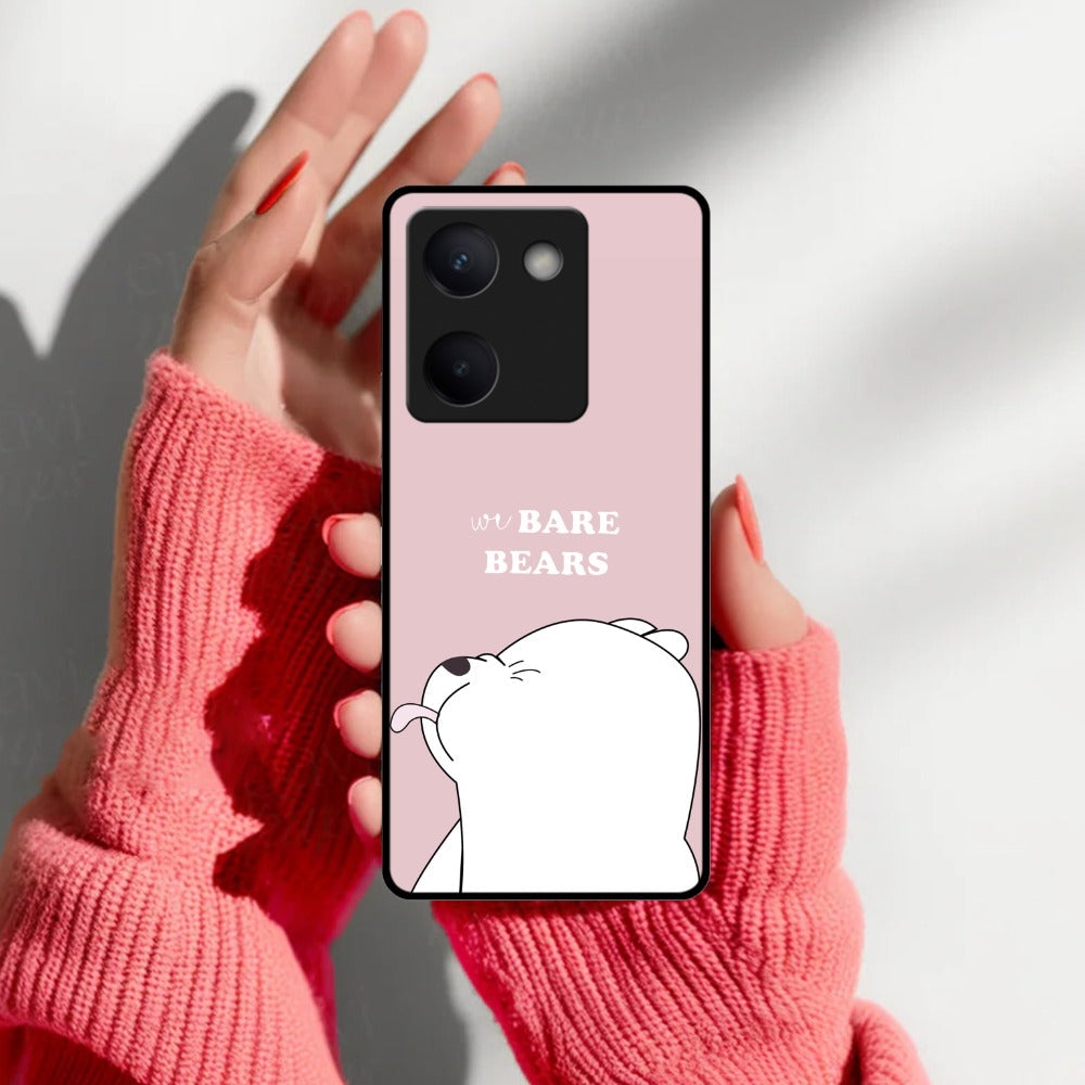 We Bare Bears Pink Glossy Metal Case Cover For Vivo
