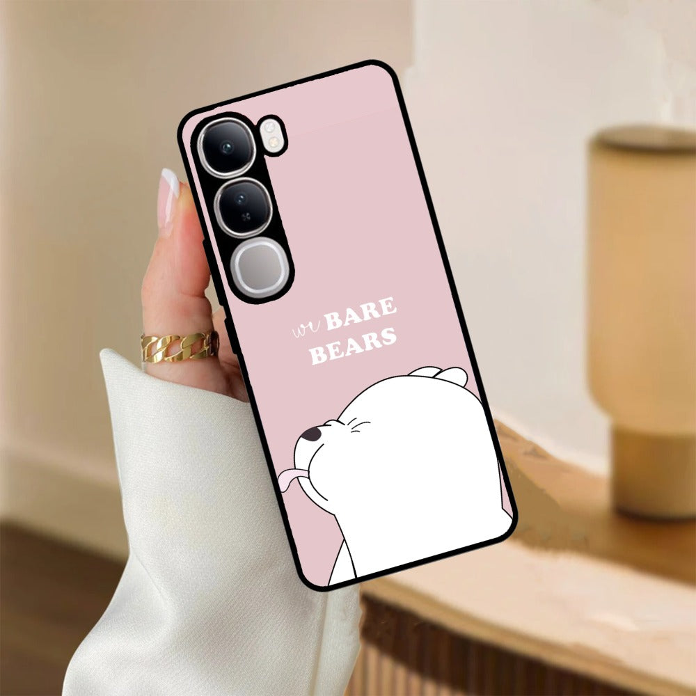 We Bare Bears Pink Glossy Metal Case Cover For Vivo