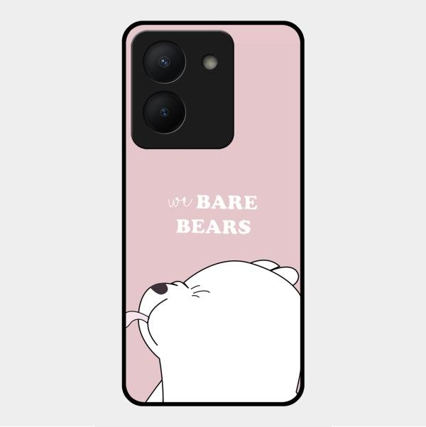 We Bare Bears Pink Glossy Metal Case Cover For Vivo Y36