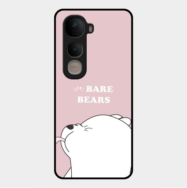We Bare Bears Pink Glossy Metal Case Cover For Vivo Y400 5G