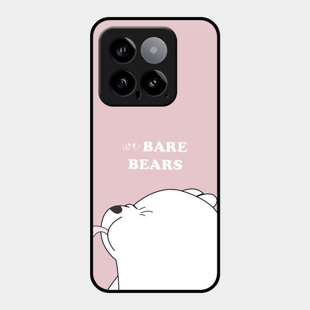 We Bare Bears Pink Glossy Metal Case Cover For Xiaomi 14 5G