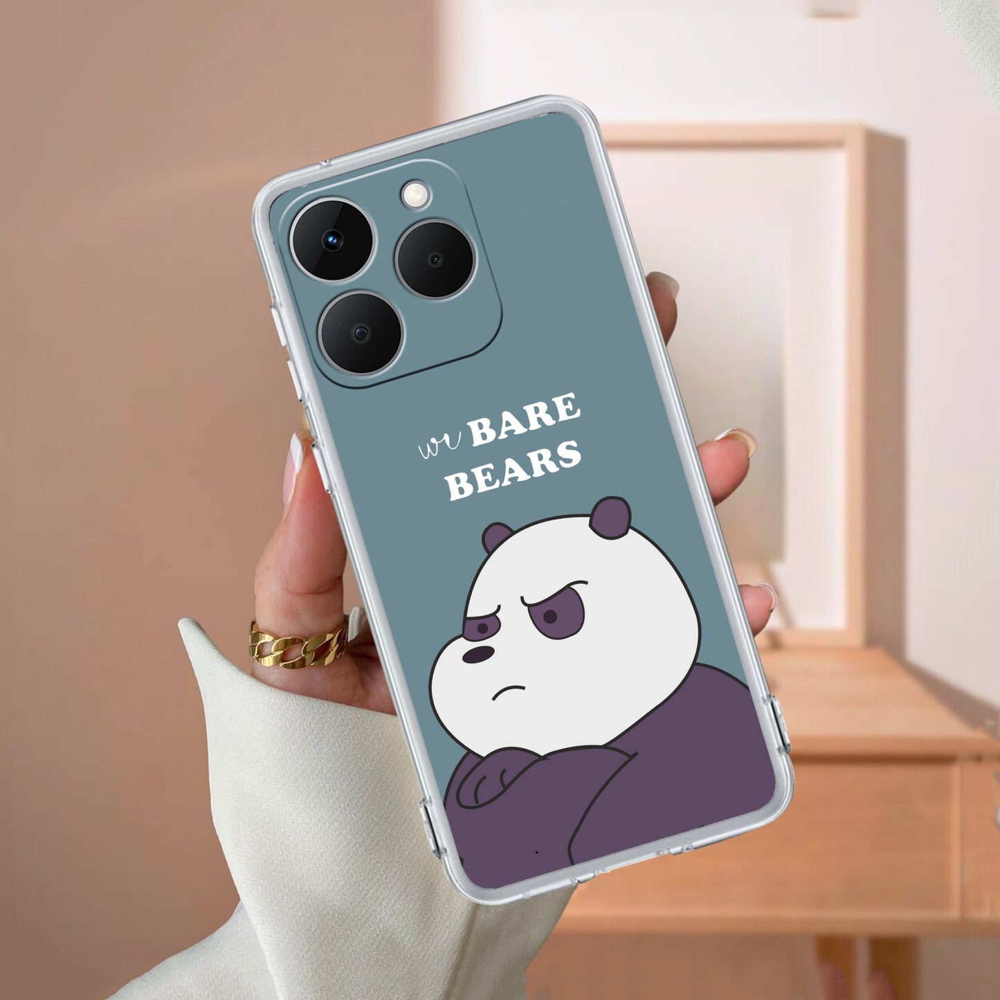 We Bare Bears Transparent Silicon Case Blue For Realme/Narzo