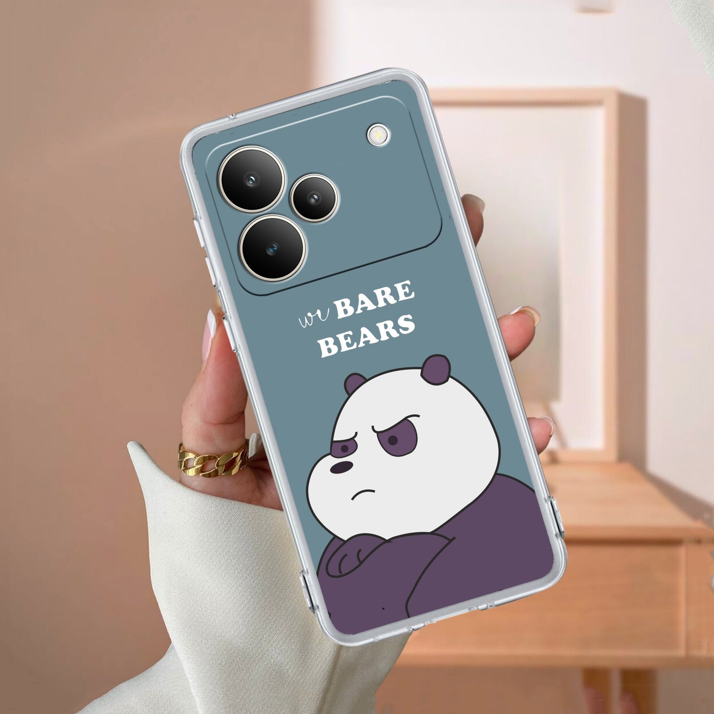 We Bare Bears Transparent Silicon Case Blue For Realme/Narzo