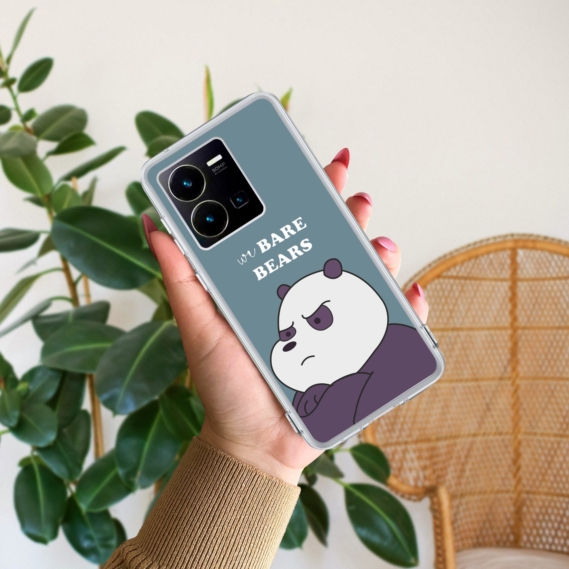 We Bare Bears Transparent Silicon Case Blue For Vivo Y35