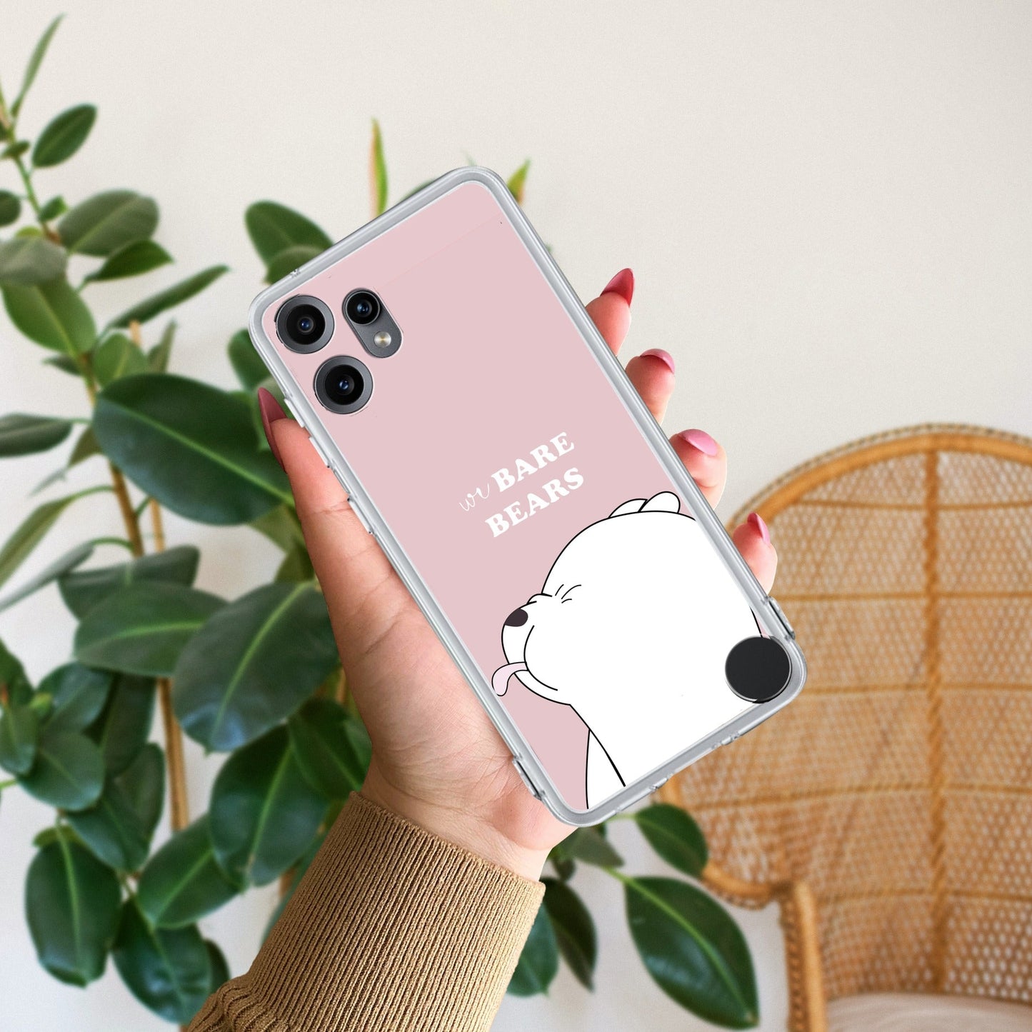 We Bare Bears Transparent Silicon Case Pink For Nothing