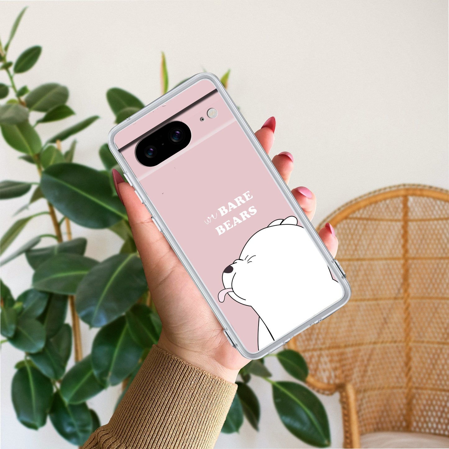 We Bare Bears Transparent Silicon Case Pink For Google