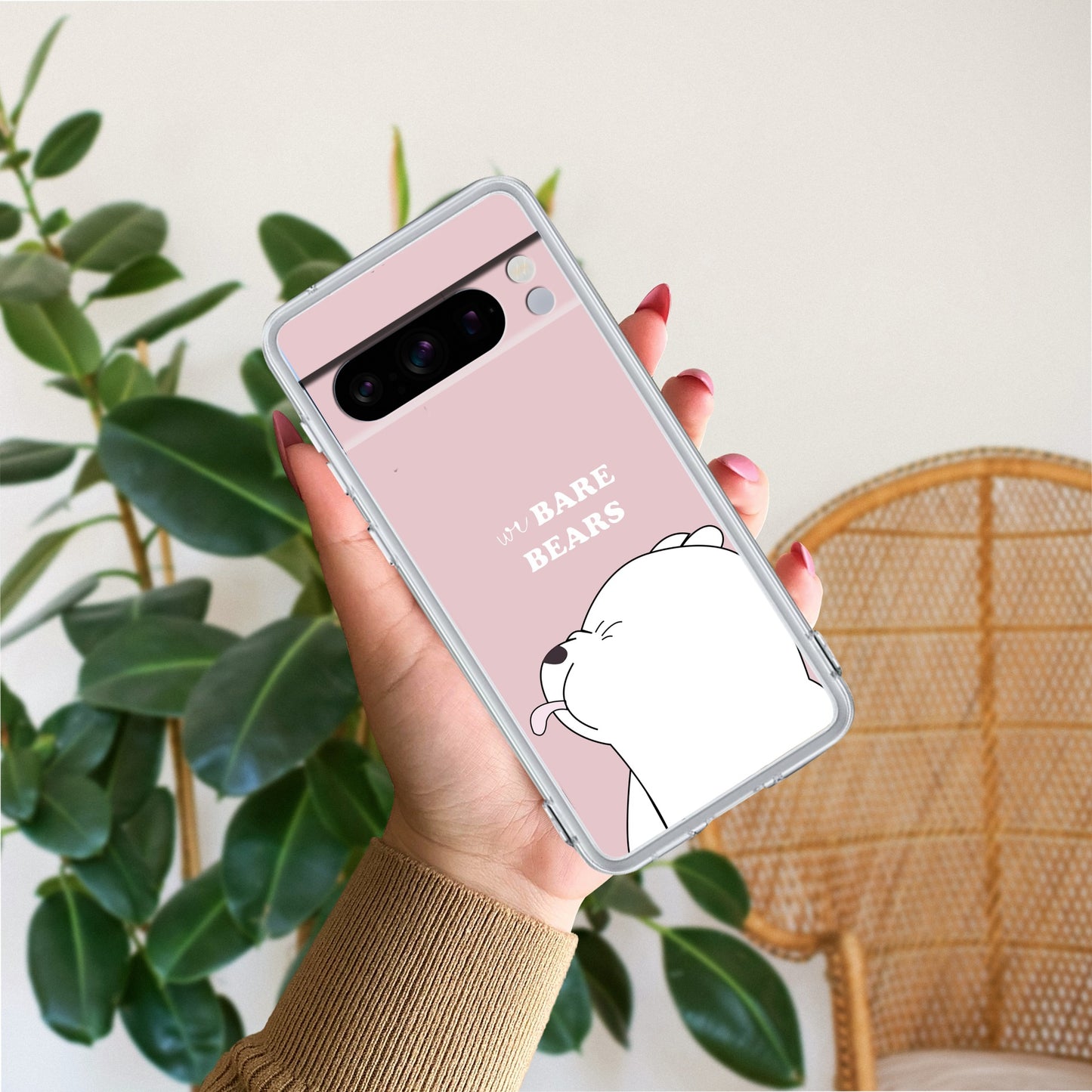 We Bare Bears Transparent Silicon Case Pink For Google