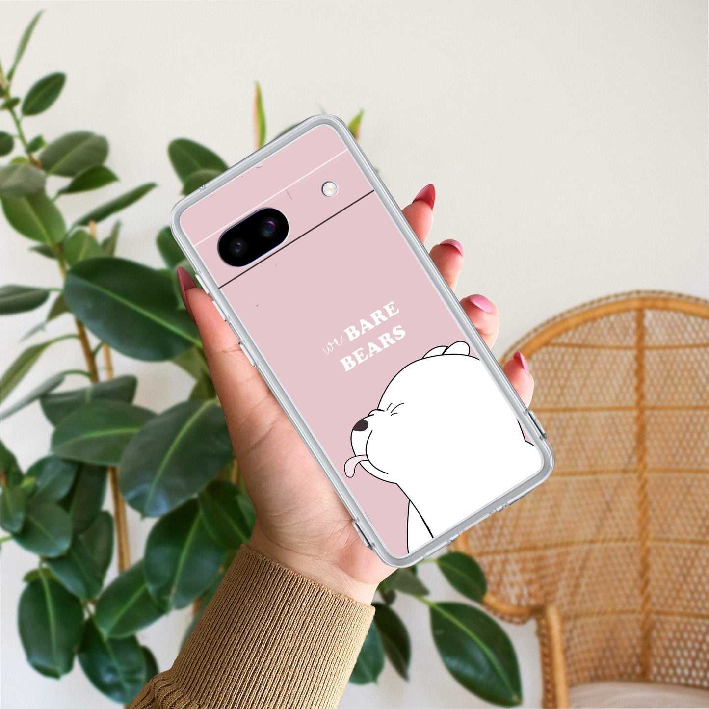 We Bare Bears Transparent Silicon Case Pink For Google