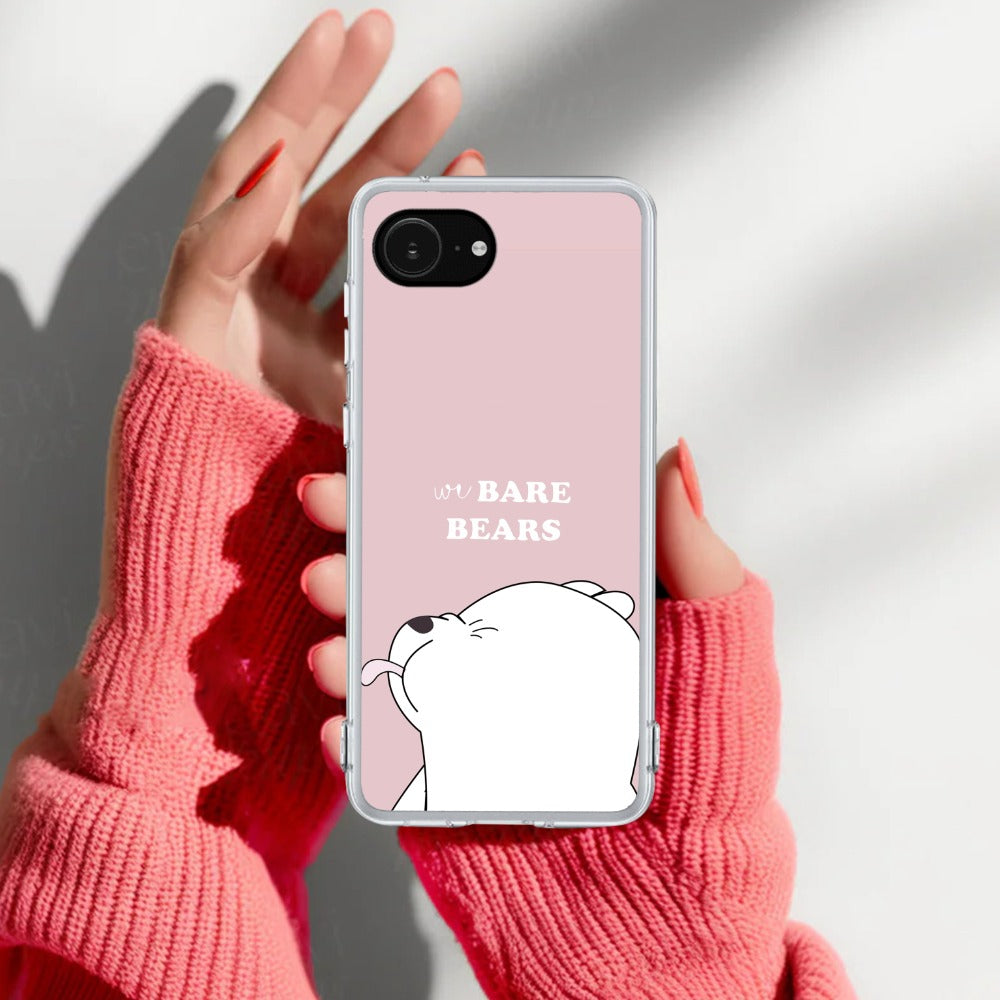 We Bare Bears Transparent Silicon Case Pink For iPhone