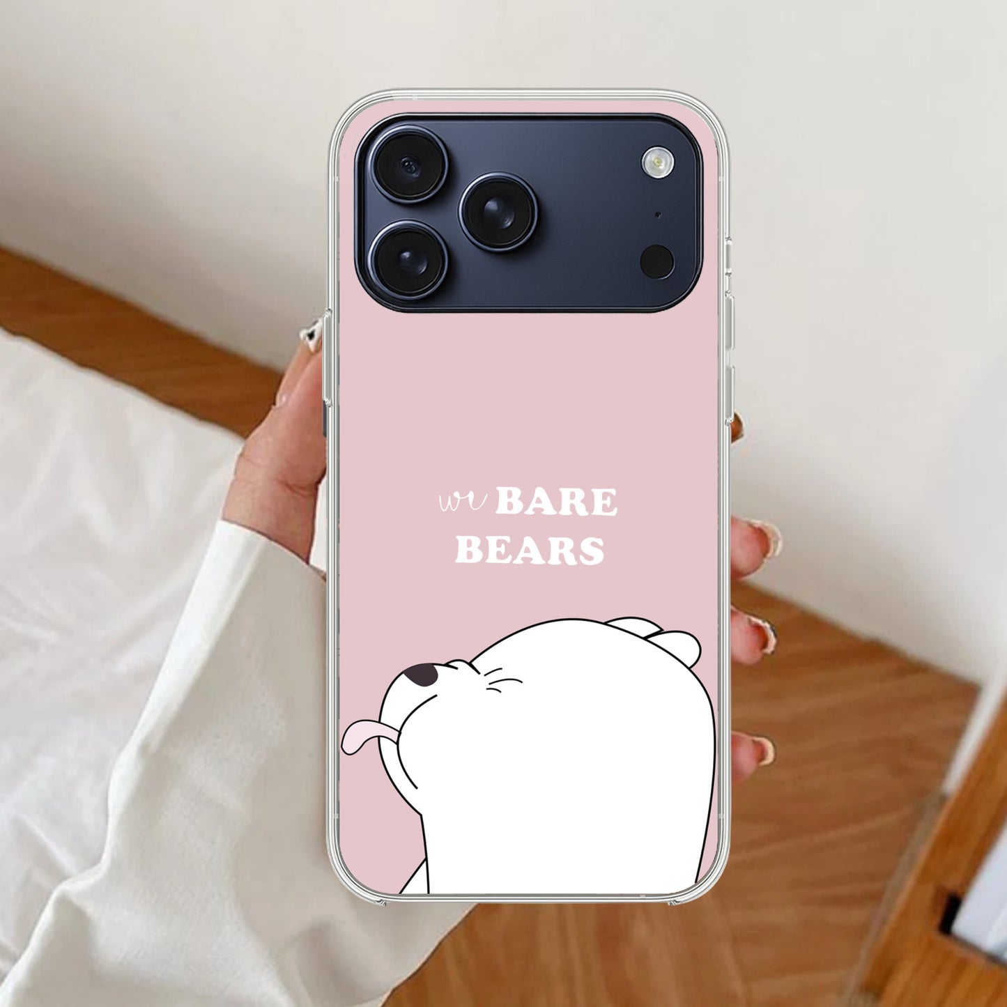 We Bare Bears Transparent Silicon Case Pink For iPhone
