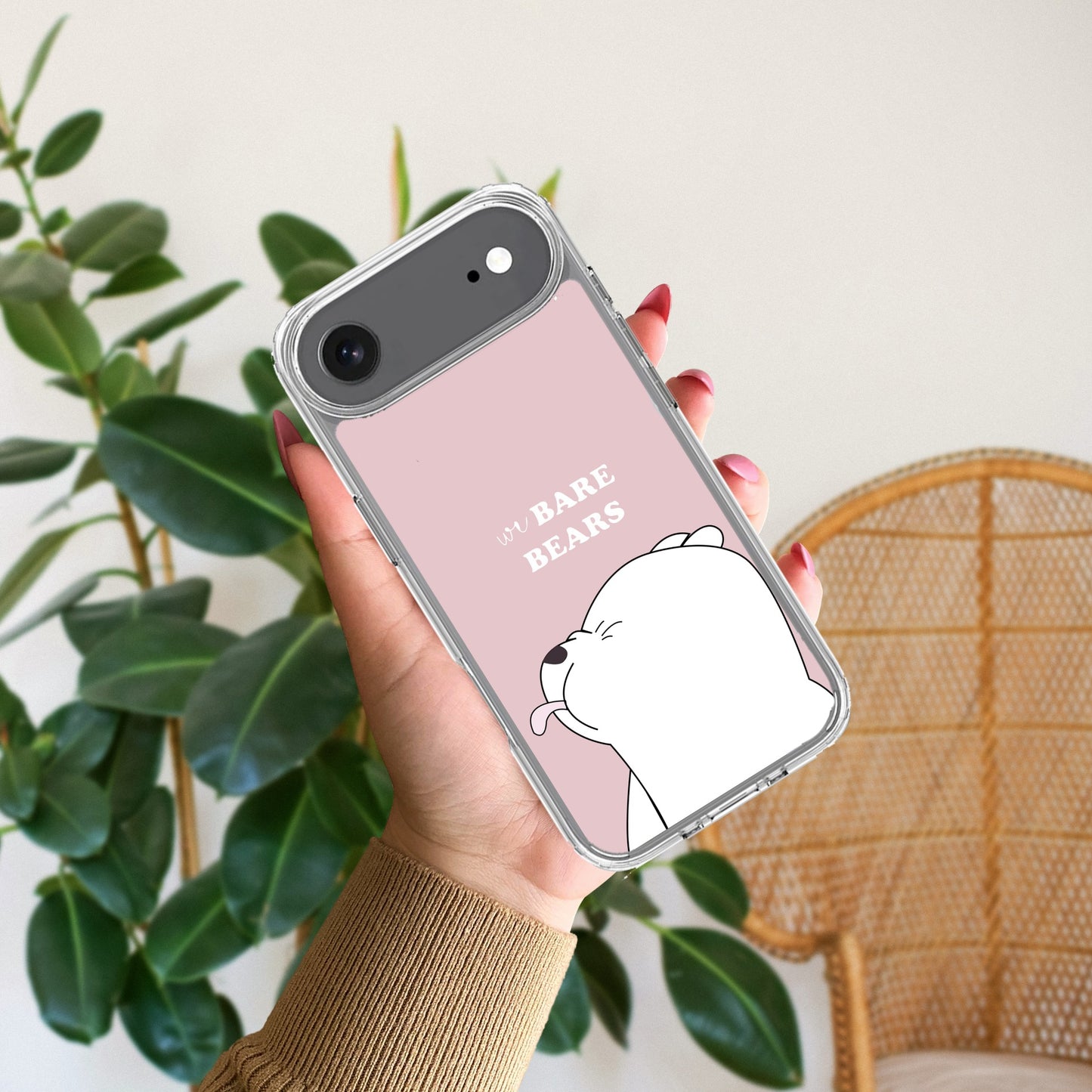 We Bare Bears Transparent Silicon Case Pink For iPhone