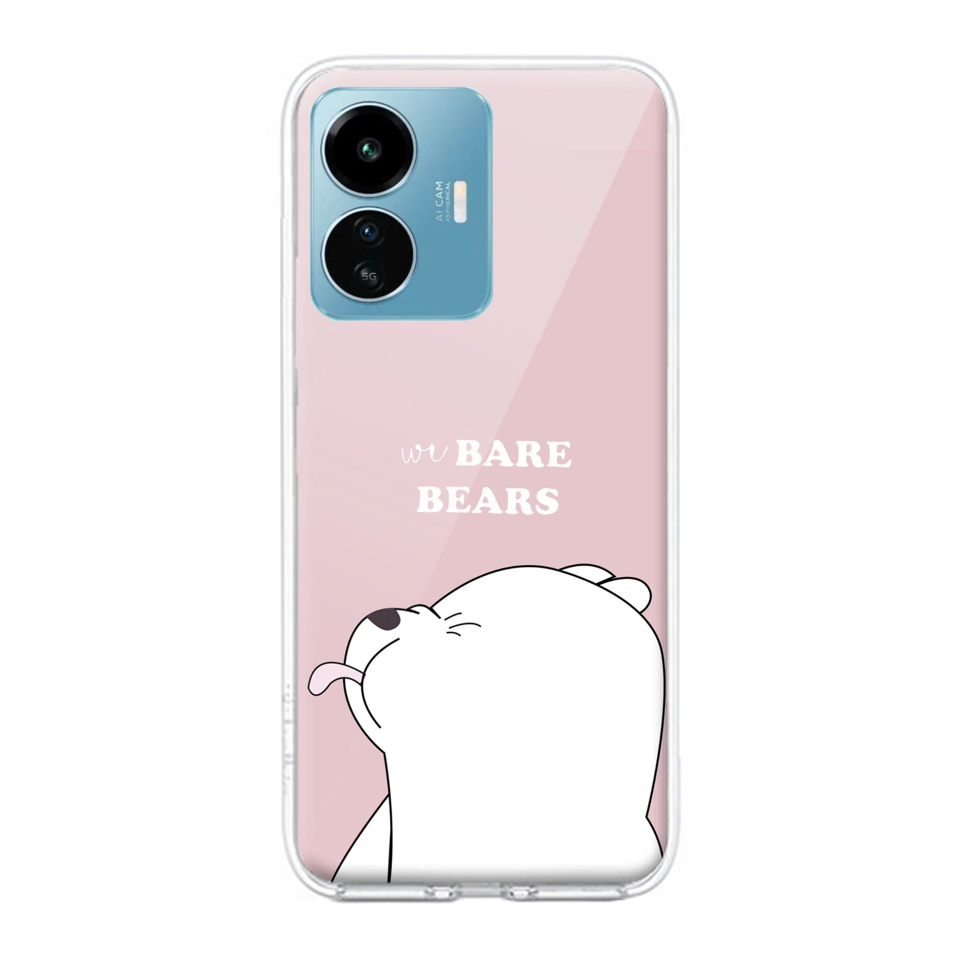 We Bare Bears Transparent Silicon Case Pink For iQOO Z6 Lite 5G