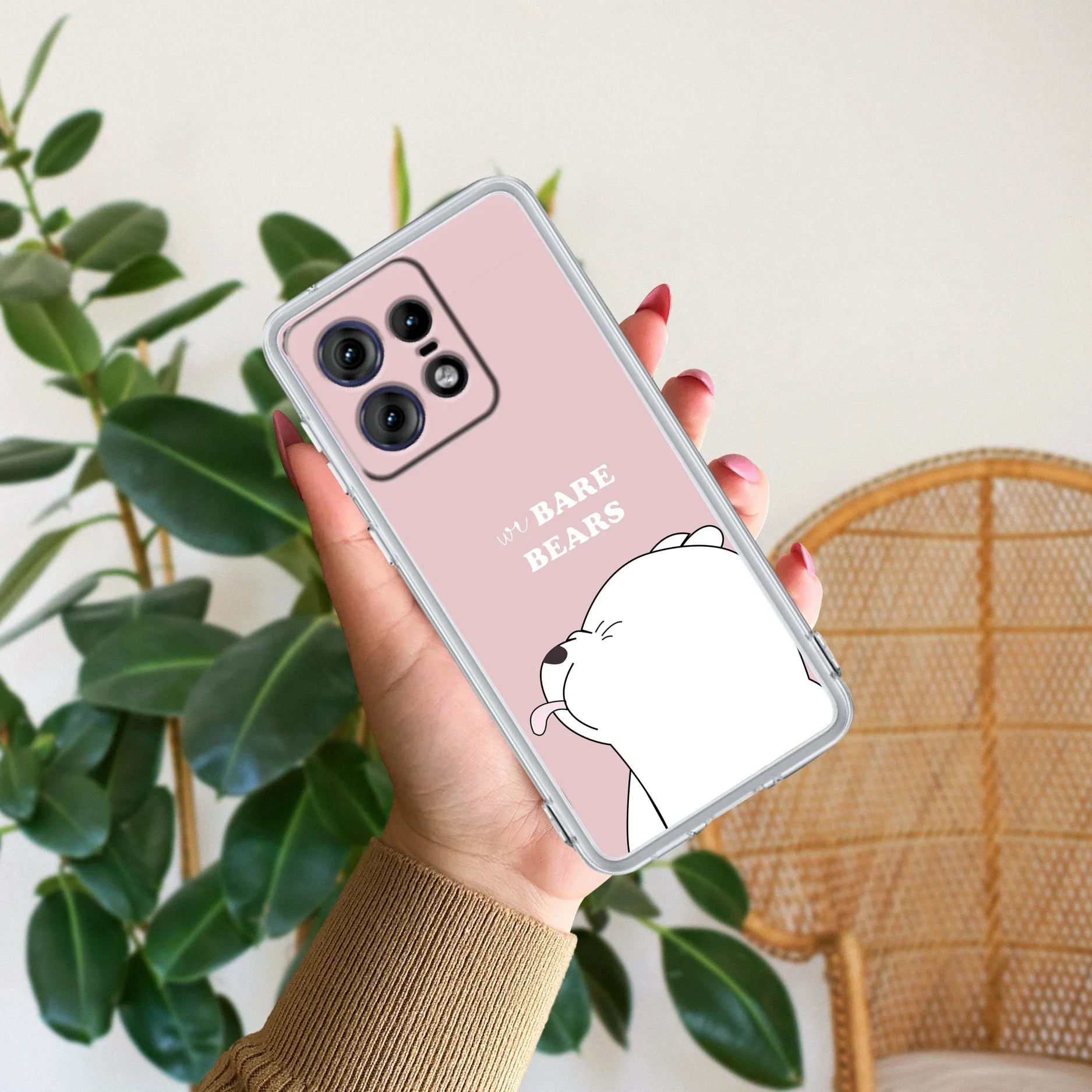 We Bare Bears Transparent Silicon Case Pink For Motorola - ShopOnCliQ