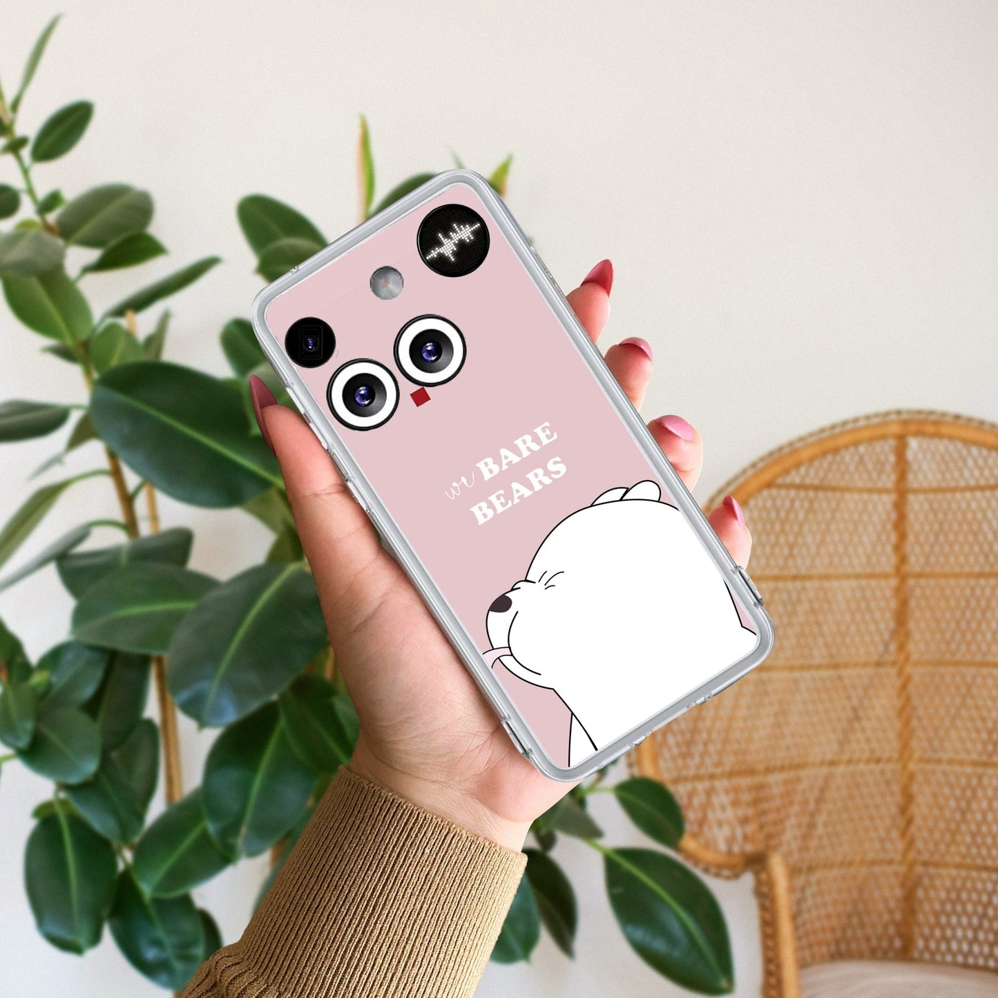 We Bare Bears Transparent Silicon Case Pink For Nothing