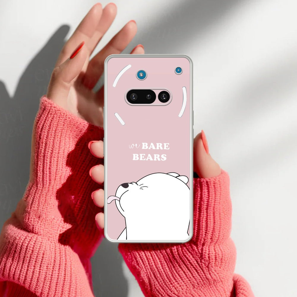 We Bare Bears Transparent Silicon Case Pink For Nothing