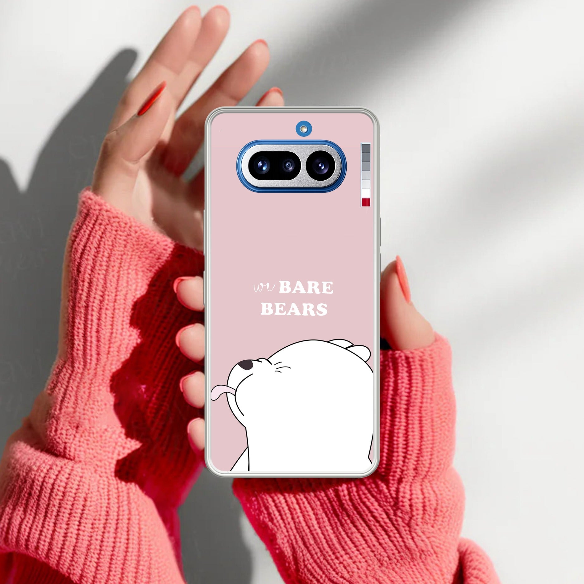 We Bare Bears Transparent Silicon Case Pink For Nothing