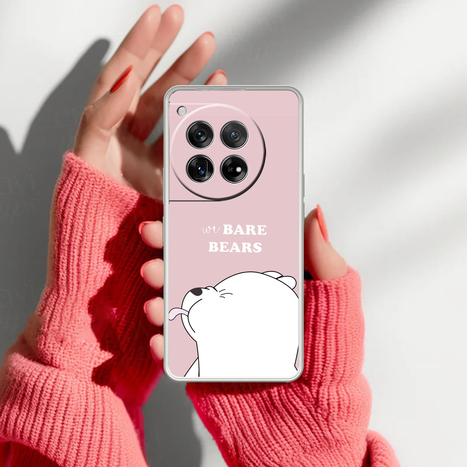 We Bare Bears Transparent Silicon Case Pink For OnePlus