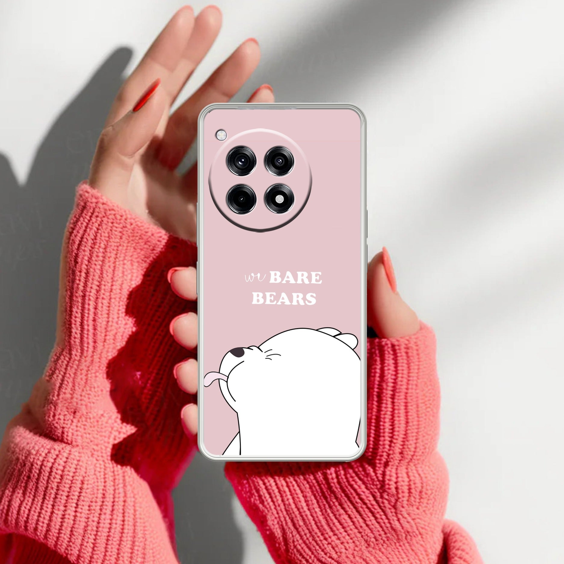 We Bare Bears Transparent Silicon Case Pink For OnePlus