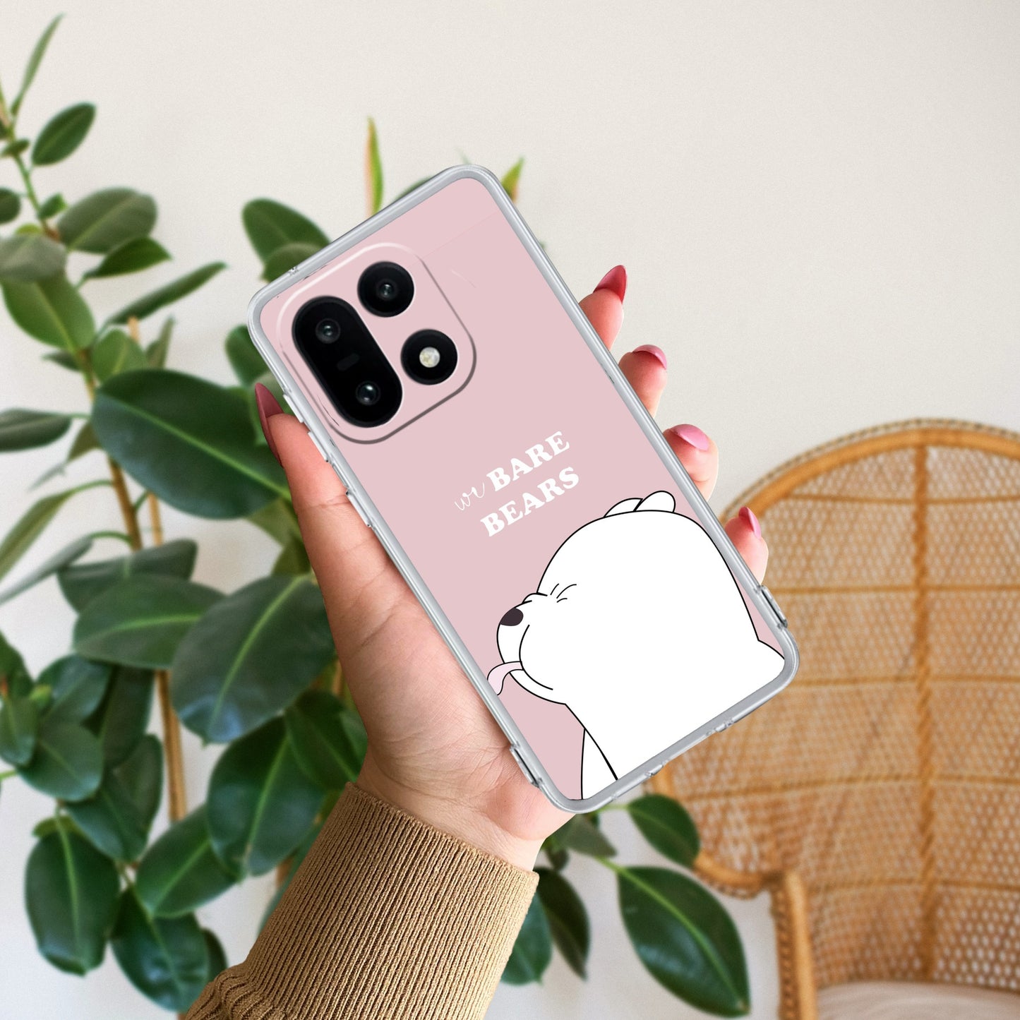 We Bare Bears Transparent Silicon Case Pink For OnePlus