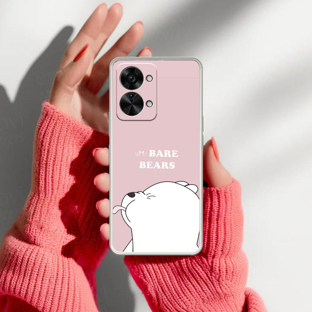 We Bare Bears Transparent Silicon Case Pink For OnePlus Nord 2T 5G