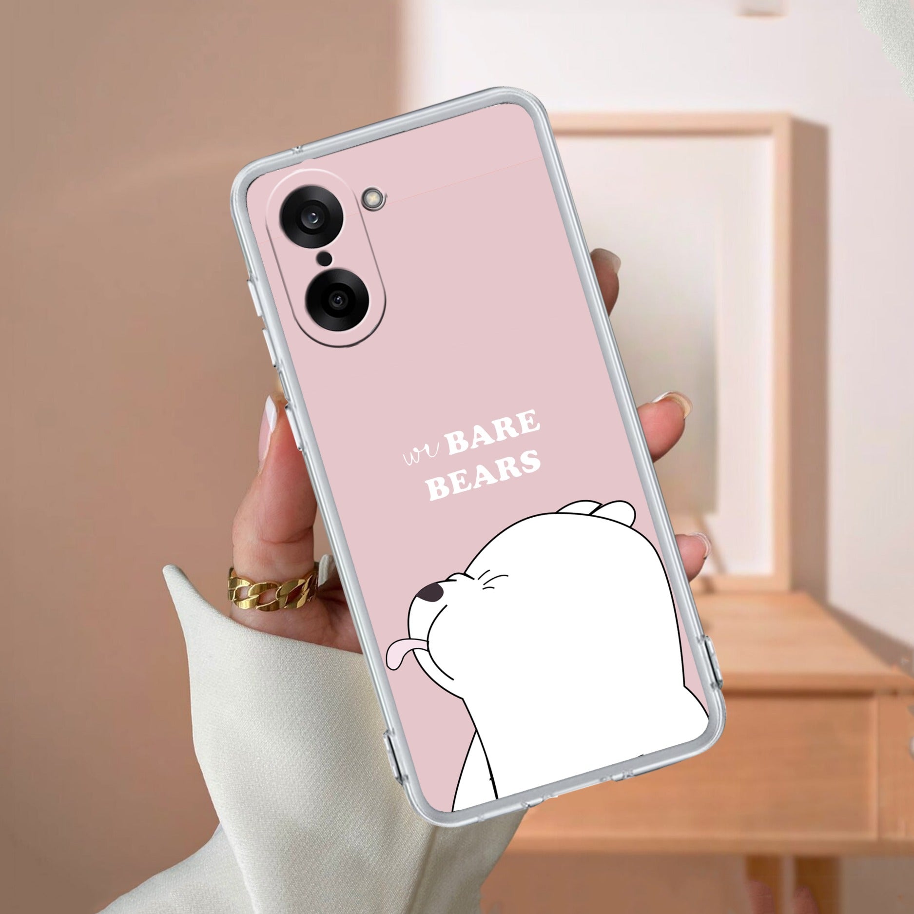 We Bare Bears Transparent Silicon Case Pink For OnePlus