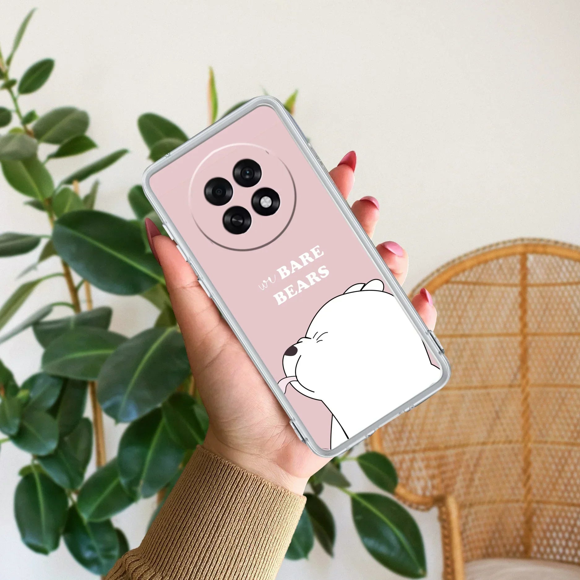 We Bare Bears Anti Yellow Case Pink For Oppo F31 Pro Plus 5G