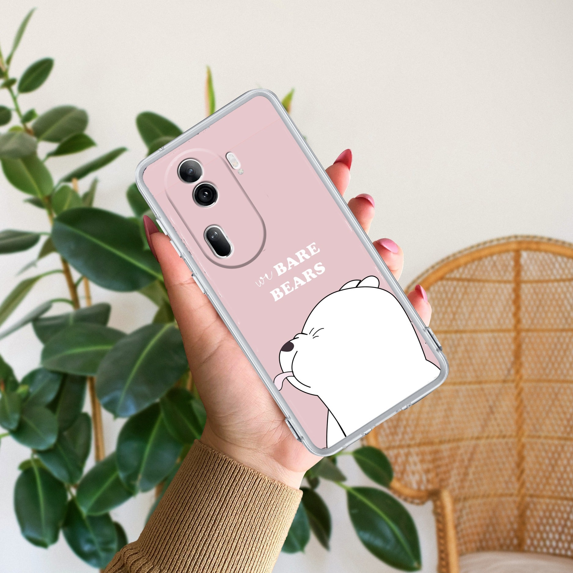 We Bare Bears Transparent Silicon Case Pink For Oppo Reno 11 Pro 5G