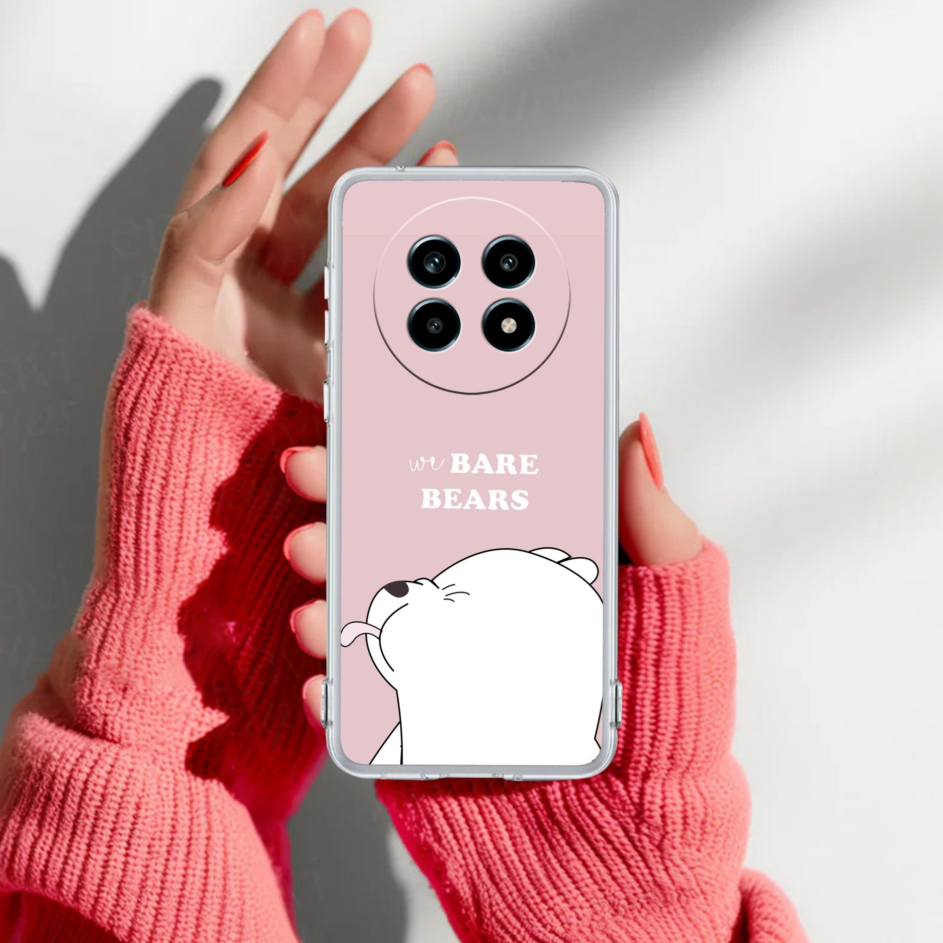 We Bare Bears Transparent Silicon Case Pink For Realme 14 Pro Lite 5G