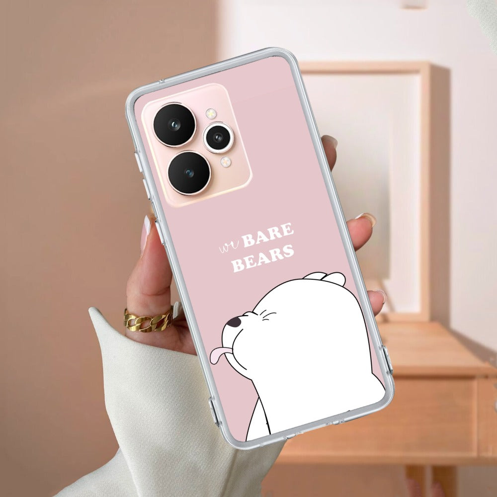 We Bare Bears Transparent Silicon Case Pink For Realme/Narzo
