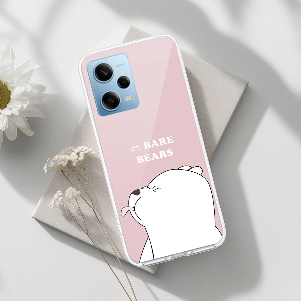 We Bare Bears Transparent Silicon Case Pink For Redmi Note 12 5G