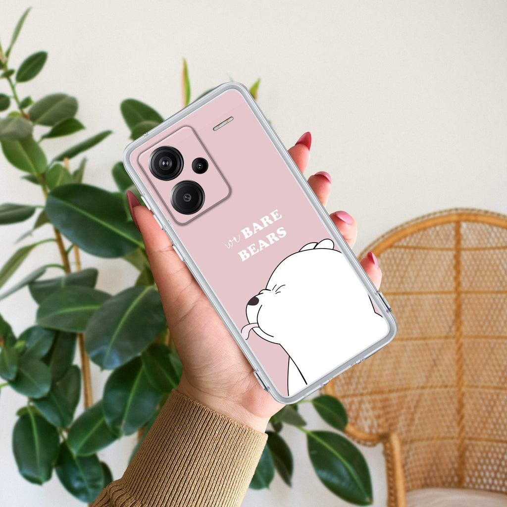 We Bare Bears Transparent Silicon Case Pink For Redmi Note 13 Pro Plus 5G