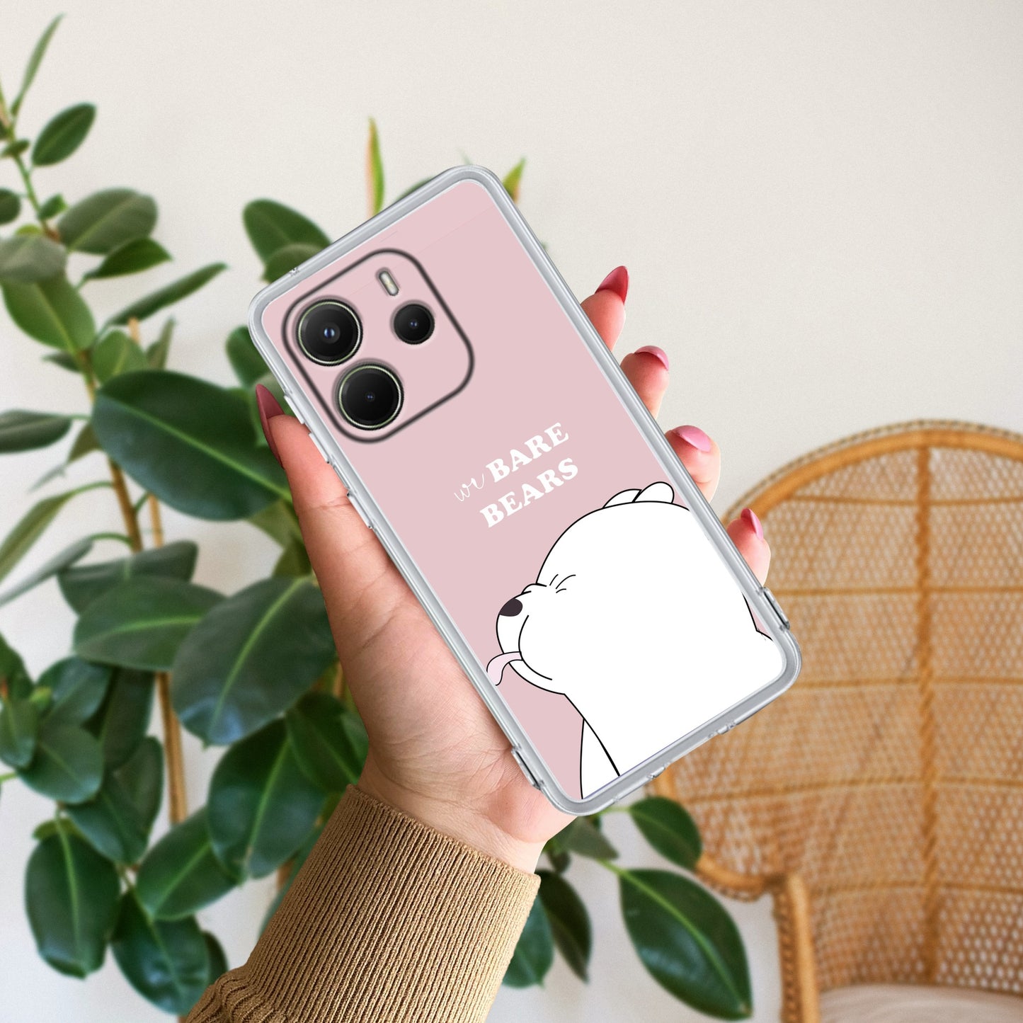 We Bare Bears Transparent Silicon Case Pink For Redmi/Xiaomi