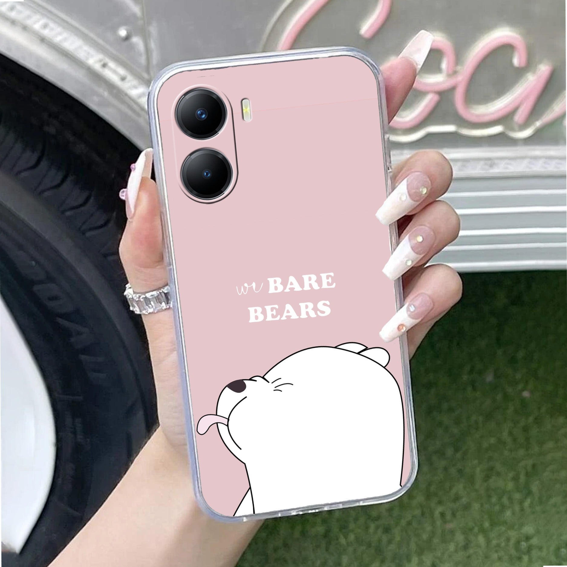 We Bare Bears Transparent Silicon Case Pink For Vivo T2x 5G