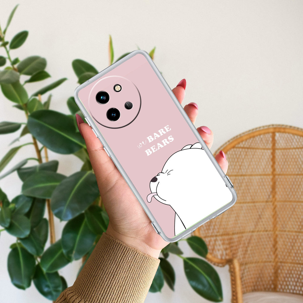 We Bare Bears Transparent Silicon Case Pink For Vivo T3X 5G