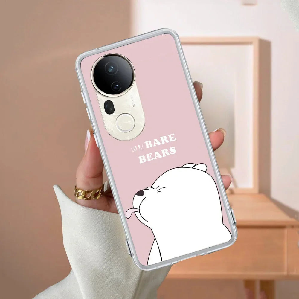 We Bare Bears Transparent Silicon Case Pink For Vivo V20 SE