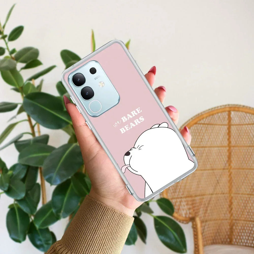 We Bare Bears Transparent Silicon Case Pink For Vivo V21e 5G