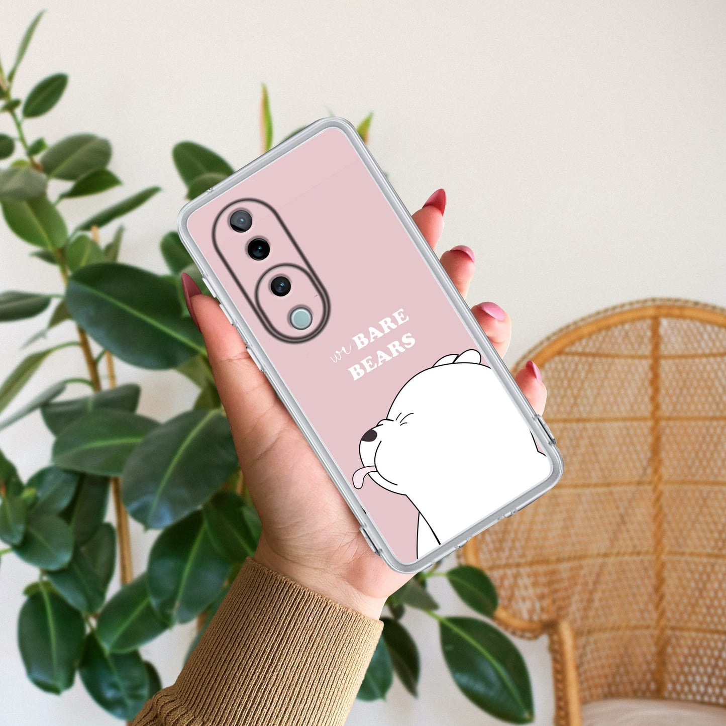 We Bare Bears Transparent Silicon Case Pink For Vivo