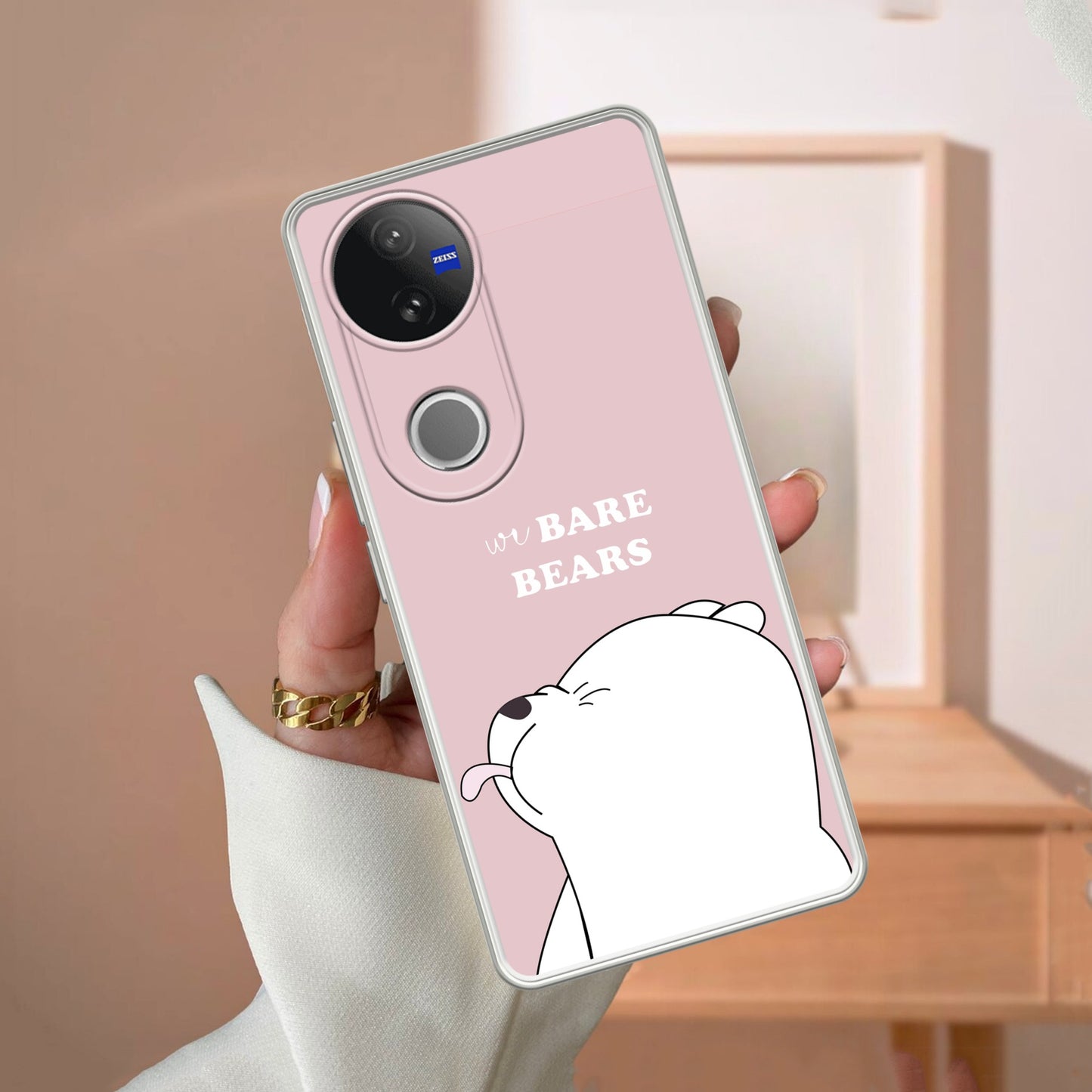 We Bare Bears Transparent Silicon Case Pink For Vivo