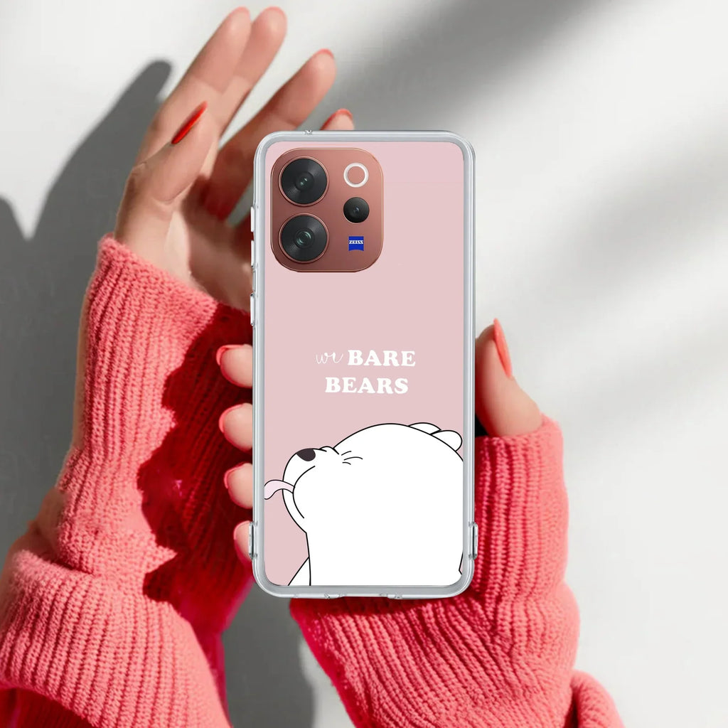 We Bare Bears Transparent Silicon Case Pink For Vivo T4R 5G