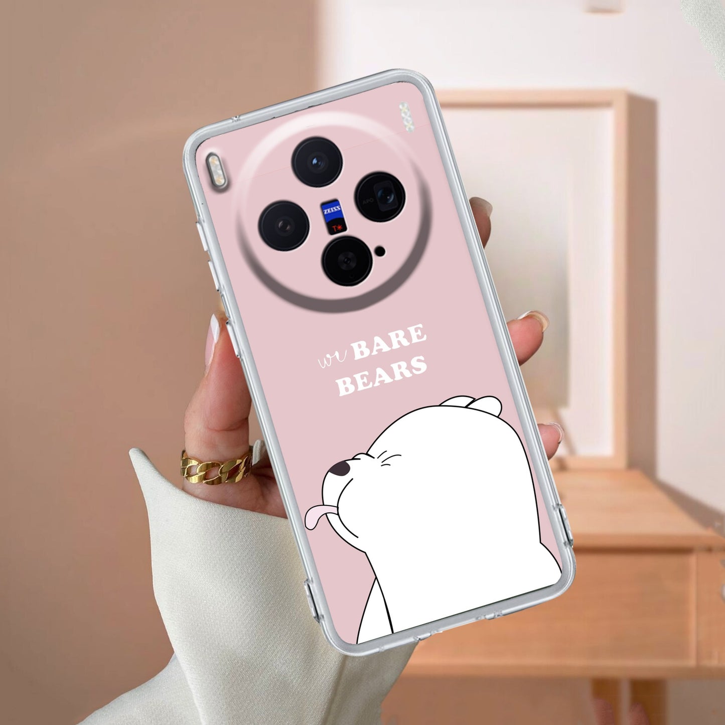 We Bare Bears Transparent Silicon Case Pink For Vivo